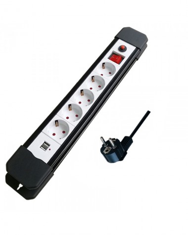 Prelungitor cu incarcator USB 5prize 2P+E 16A 1,8m Prelungitor cu incarcator USB 5prize 2P+E 16A 1,8m